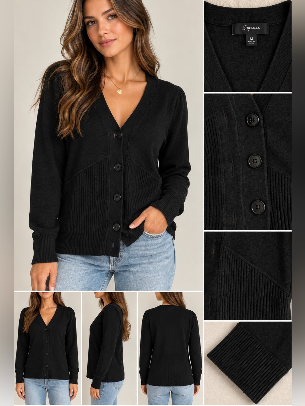 NWOT Express Black Button Cardigan